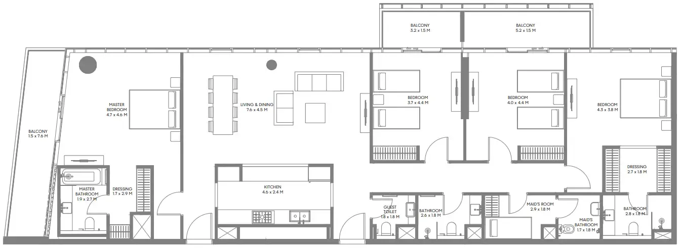 The Gate 6 4 bed floor plan, 2,431 sqft