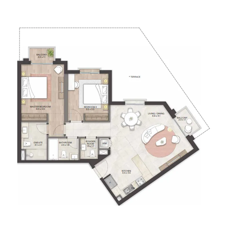 Bloom Living - Granada 2 bed floor plan, 1,032 – 1,583 sqft