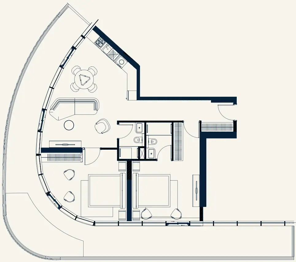 Trussardi Residences Phase Two 2 bed floor plan, 1,674 sqft