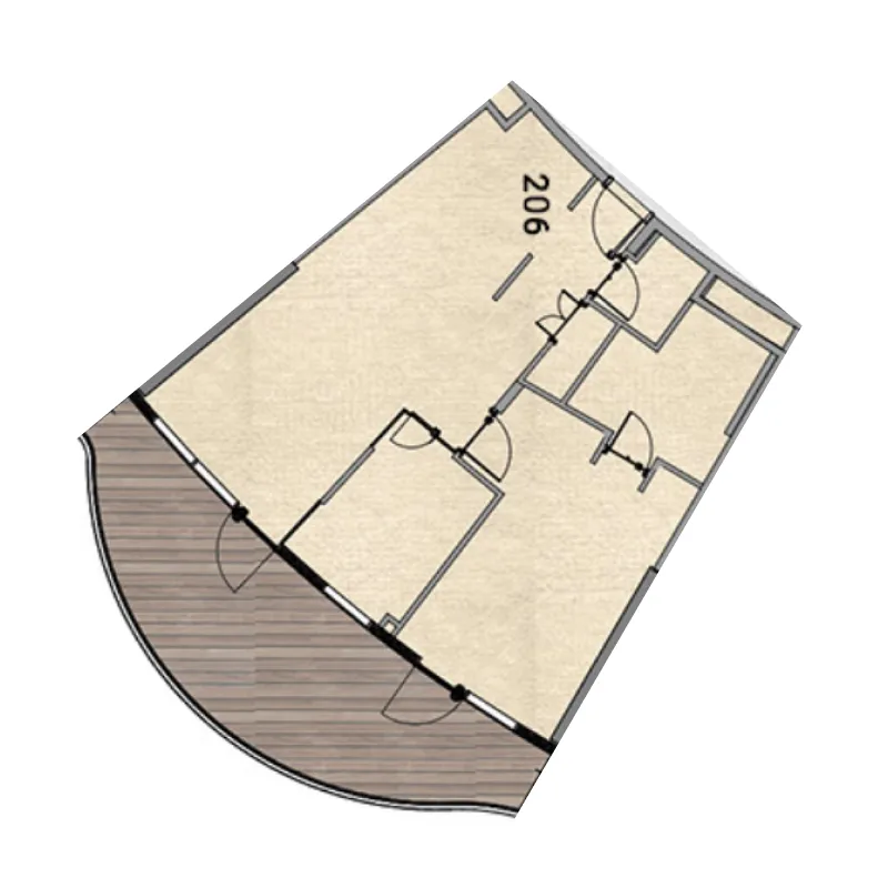 Aqua Arc 1 bed floor plan, 1,307 sqft