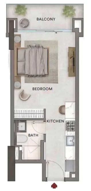 Urban - Park Residences Studio floor plan, 436 sqft