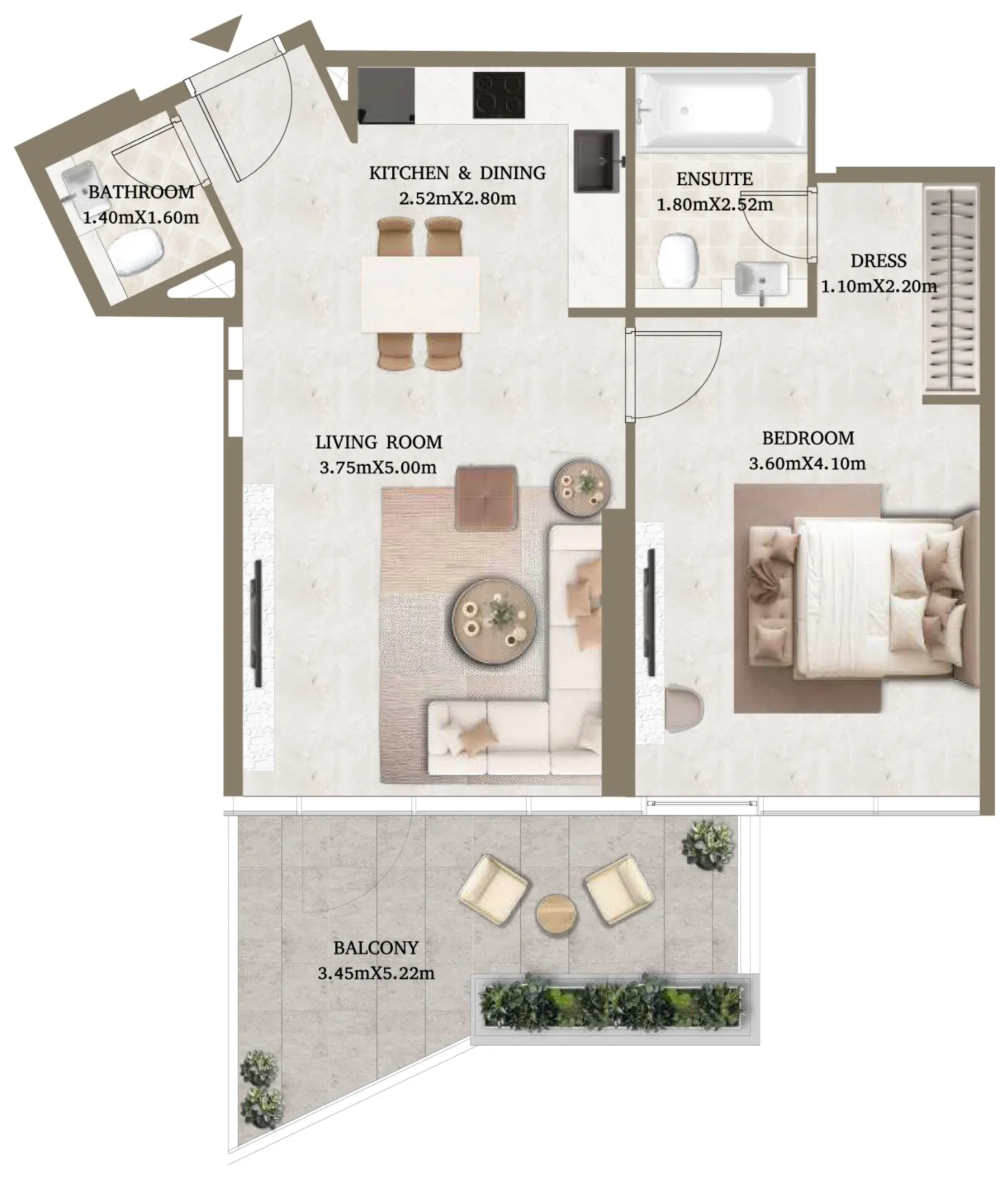 Arthouse Hills 1 bed floor plan, 831 sqft