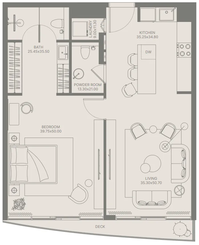 Bond Enclave 1 bed floor plan, 805 sqft