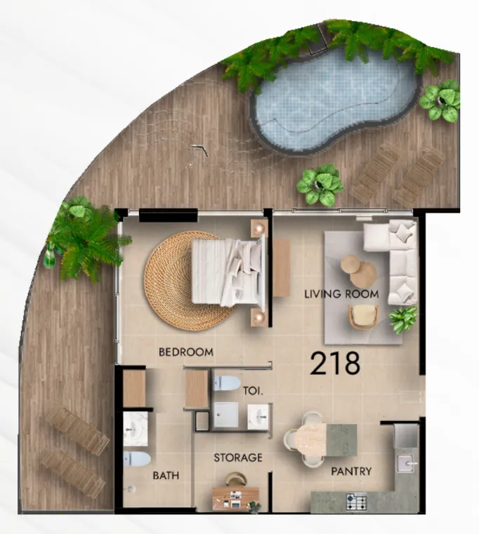 Parkside Boulevard 1 bed floor plan, 1,325 sqft