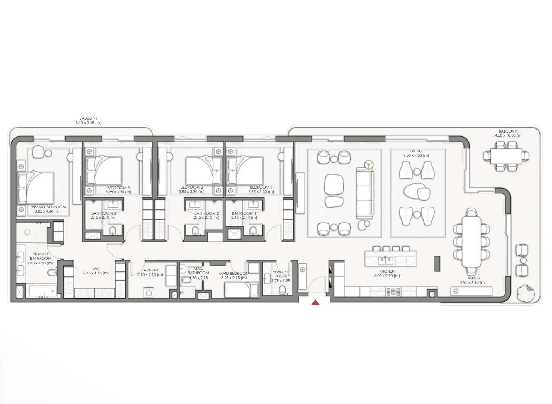 Palm Central Private Residences Phase 2 4 bed floor plan, 3,269 sqft