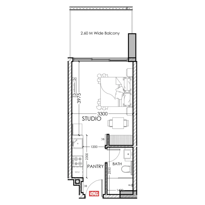 Al Haseen Residences 5 Studio floor plan, 367 sqft