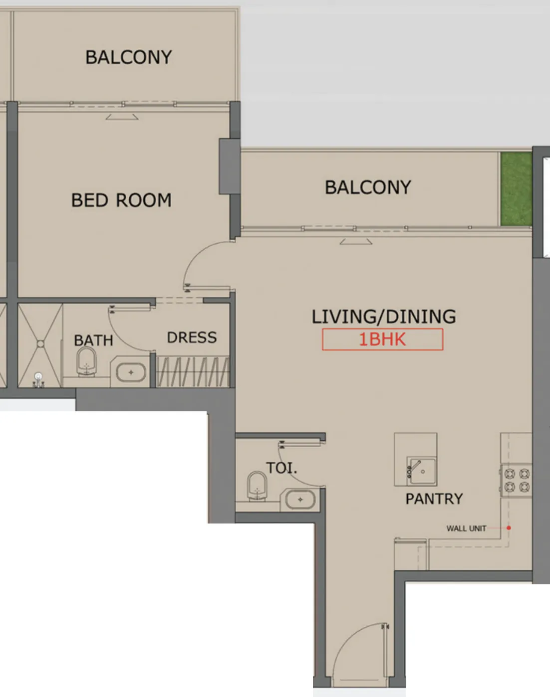 Floarea Skies 1 bed floor plan, 838 sqft