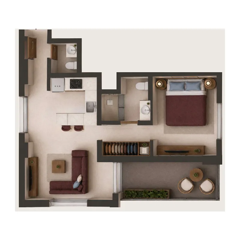 Valore 1 bed floor plan, 629 – 630 sqft