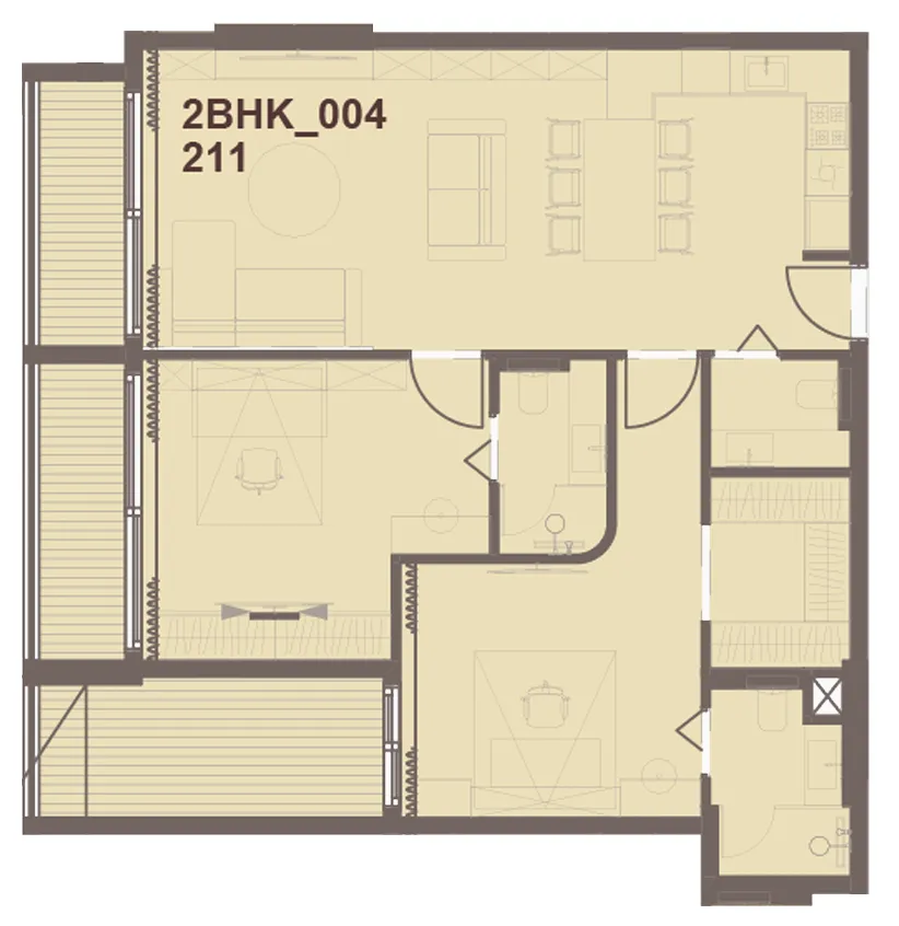 J-Haus Residence 2 bed floor plan, 1,142 sqft