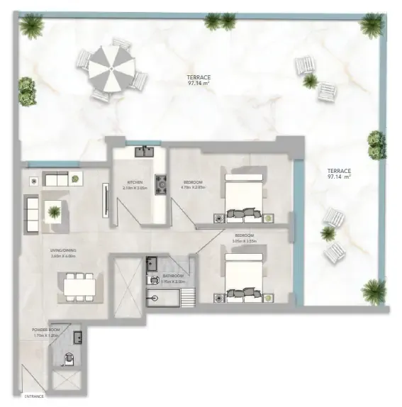 Azha Views Residences 2 bed floor plan, 2,503 sqft