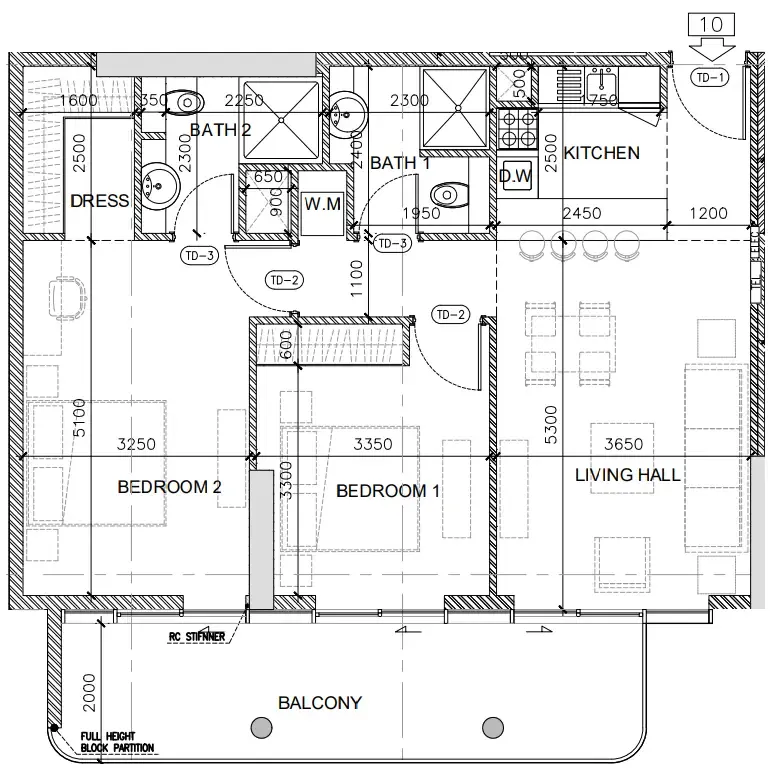 Oak Yard 2 bed floor plan, 1,088 sqft