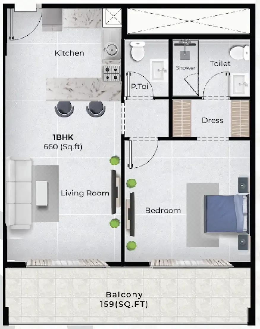 Chapter 02 by Newbury 1 bed floor plan, 819 sqft