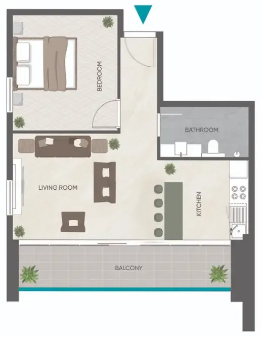 Eden Golf Views 1 1 bed floor plan, 743 sqft