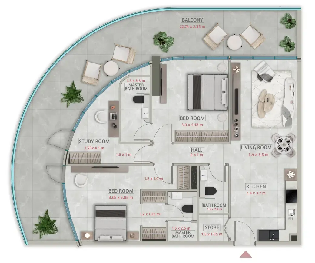 Sakura Gardens 3 bed floor plan, 1,705 sqft