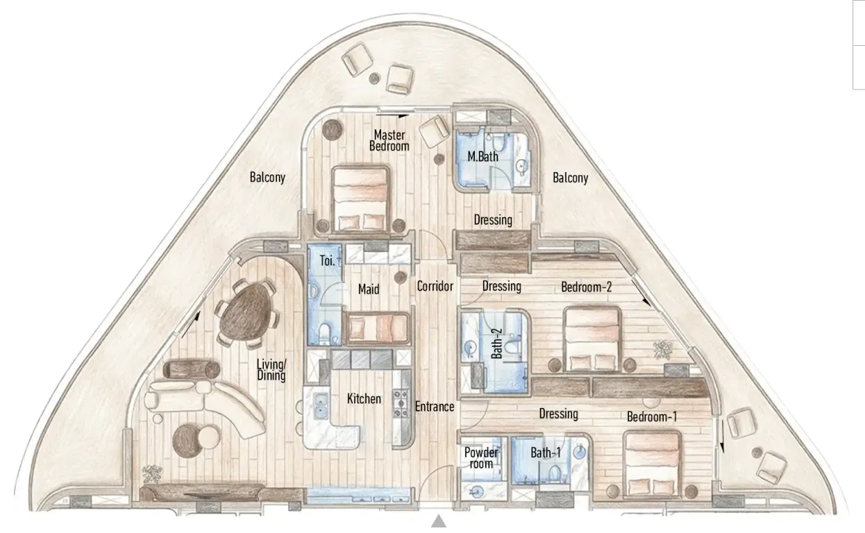 Flow 25 3 bed floor plan, 2,522 – 2,523 sqft