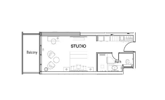 Damac Hills - Radisson Dubai Studio floor plan, 500 sqft