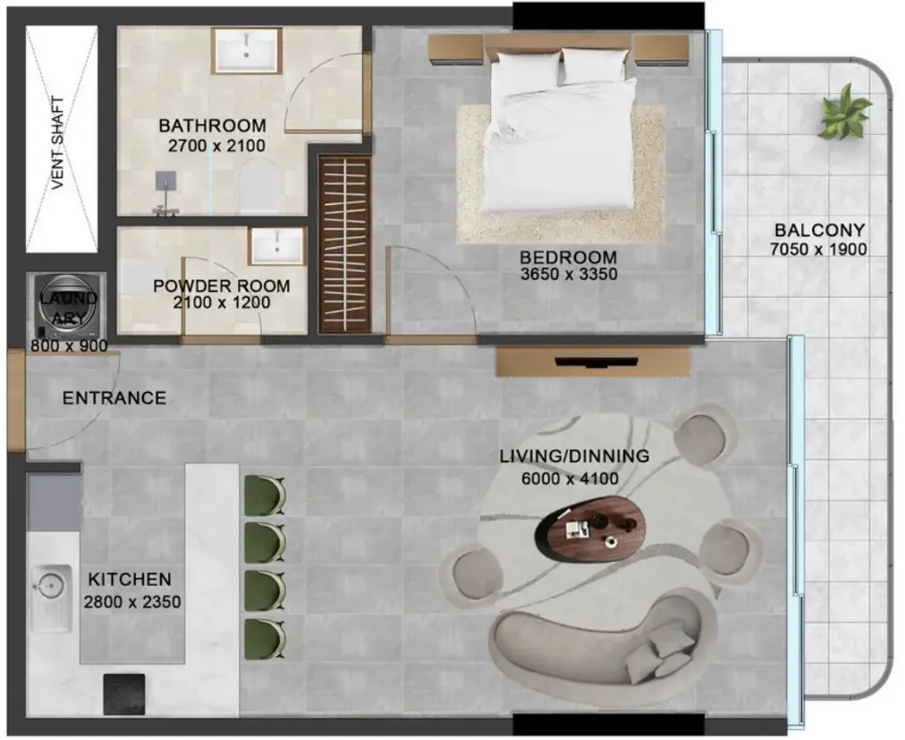 Vivanti Residences by Meteora 1 bed floor plan, 765 sqft