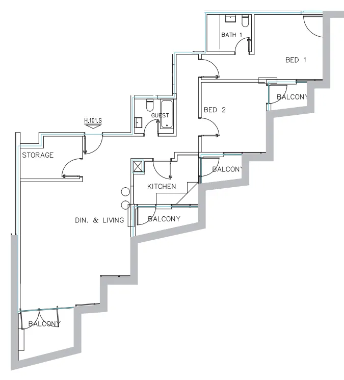 Janayen Avenue 2 bed floor plan, 1,484 sqft