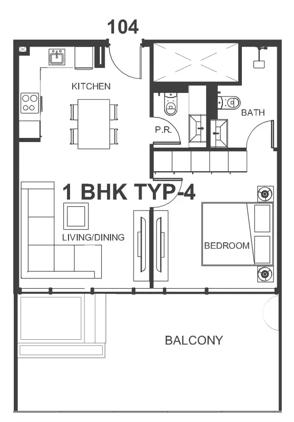 Interstellar Tower 1 bed floor plan, 800 sqft