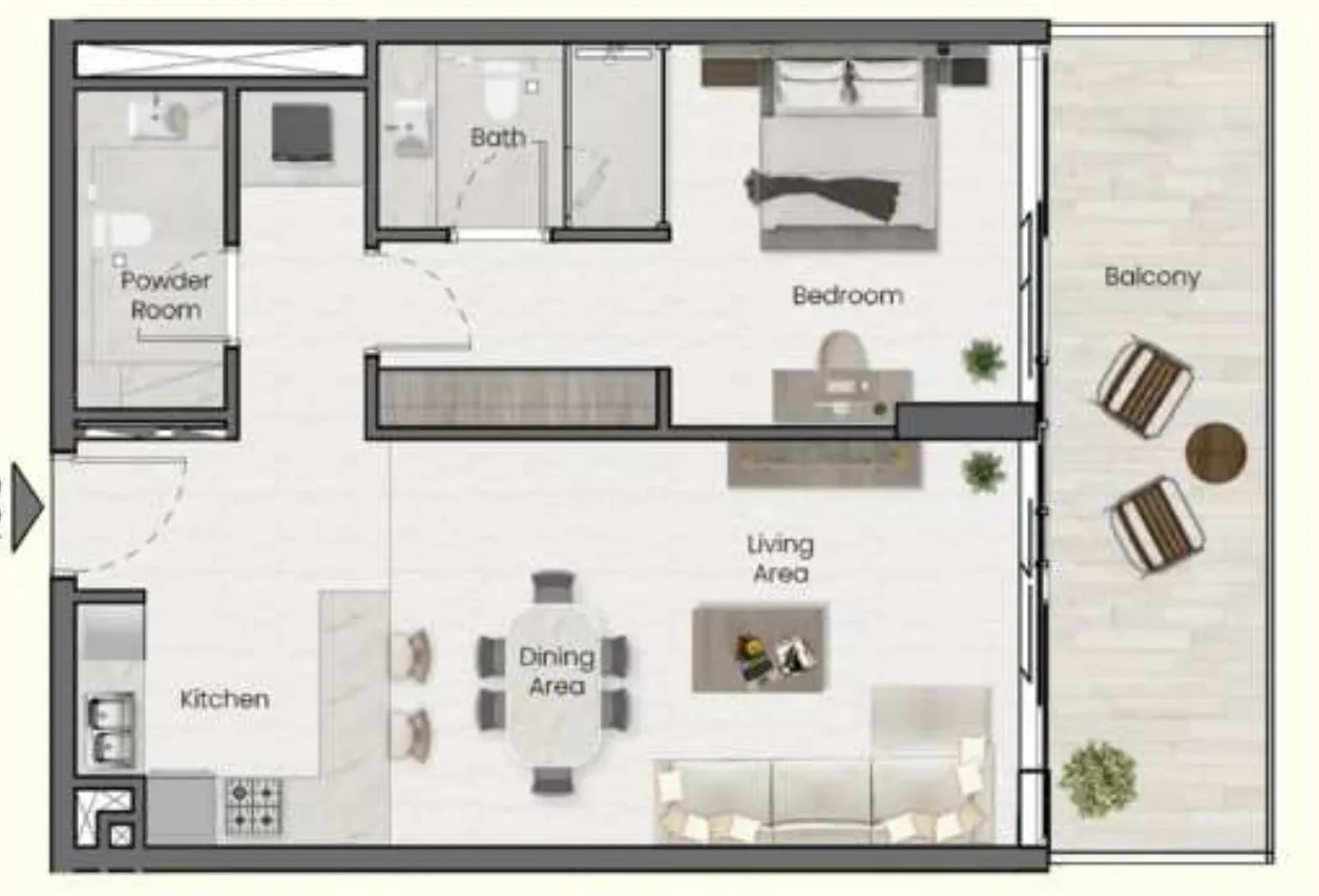 Saddlewood Park 1 bed floor plan, 774 sqft