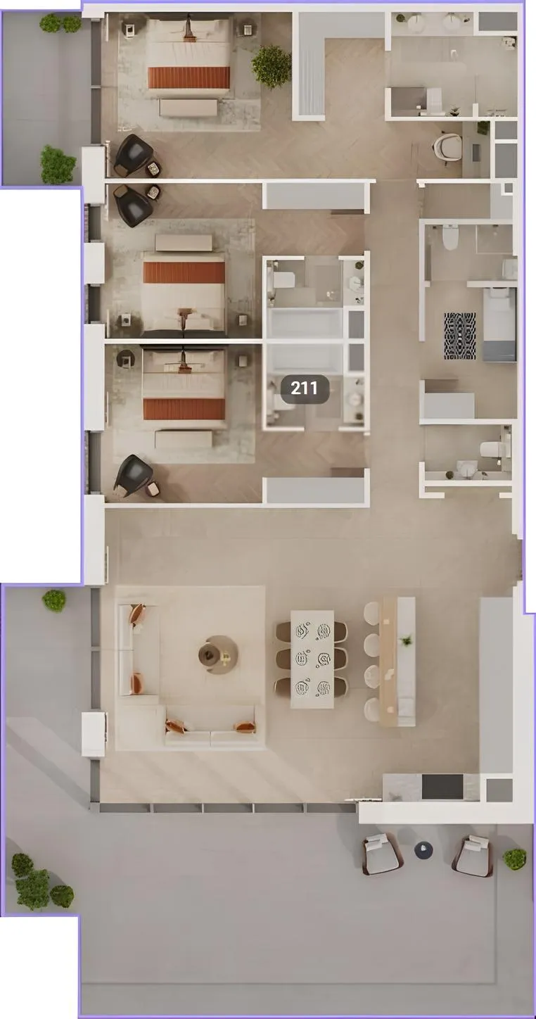 Sama Yas 3 bed floor plan, 2,891 sqft