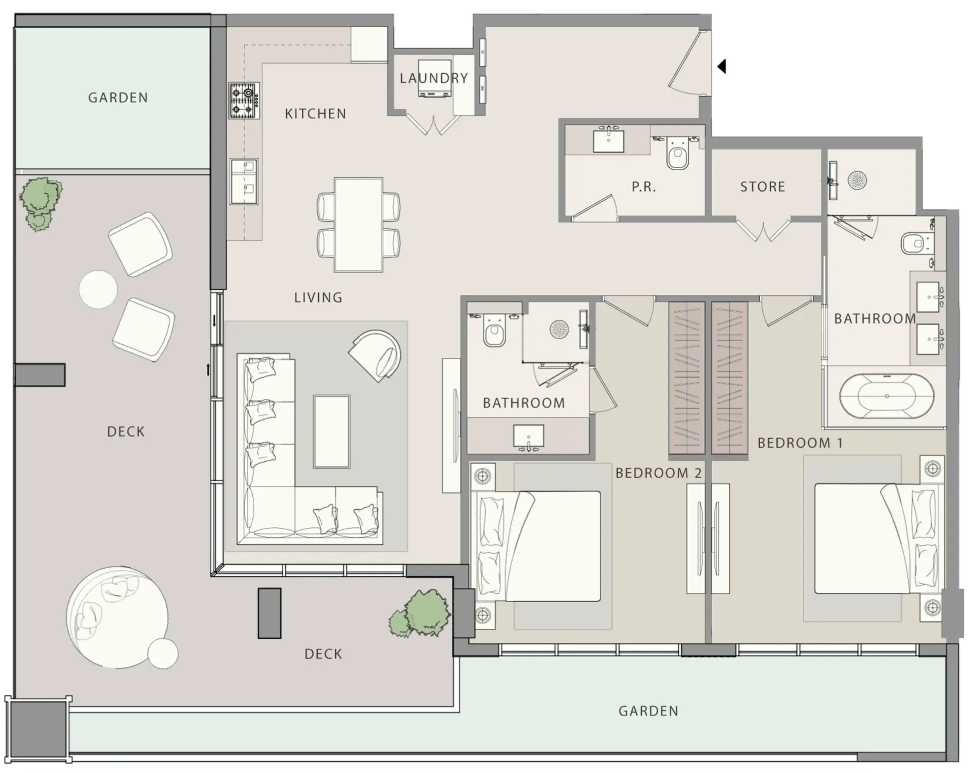 Uno-Luxe 2 bed floor plan, 1,875 sqft