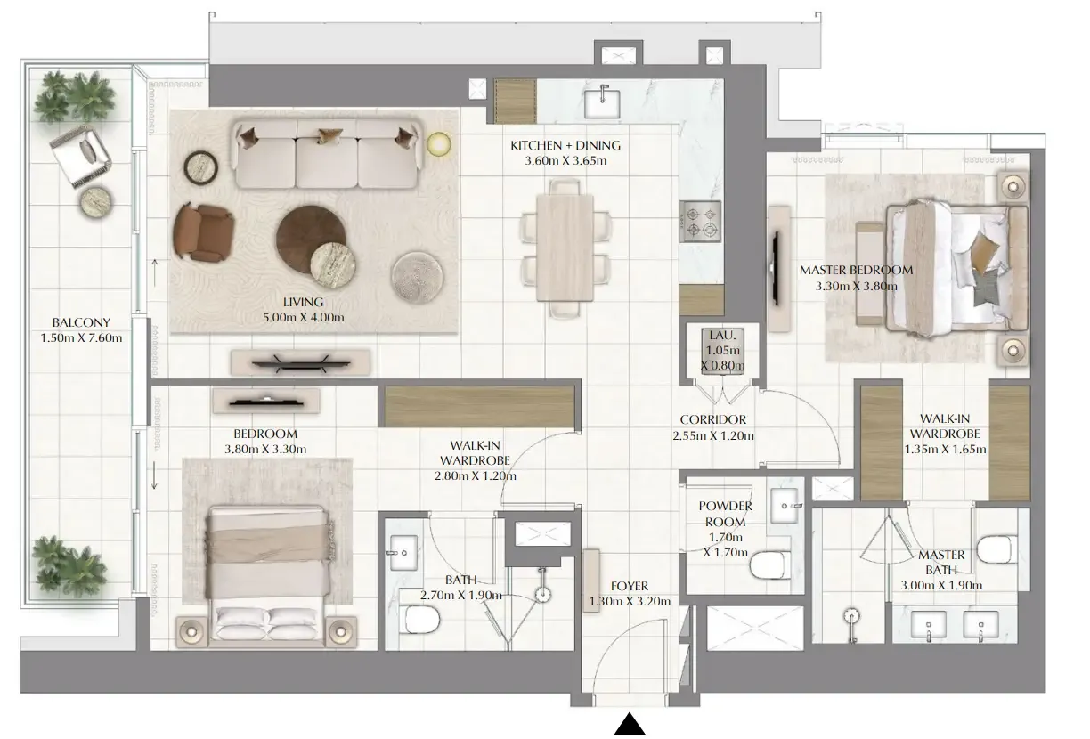 Valia 2 bed floor plan, 1,257 sqft