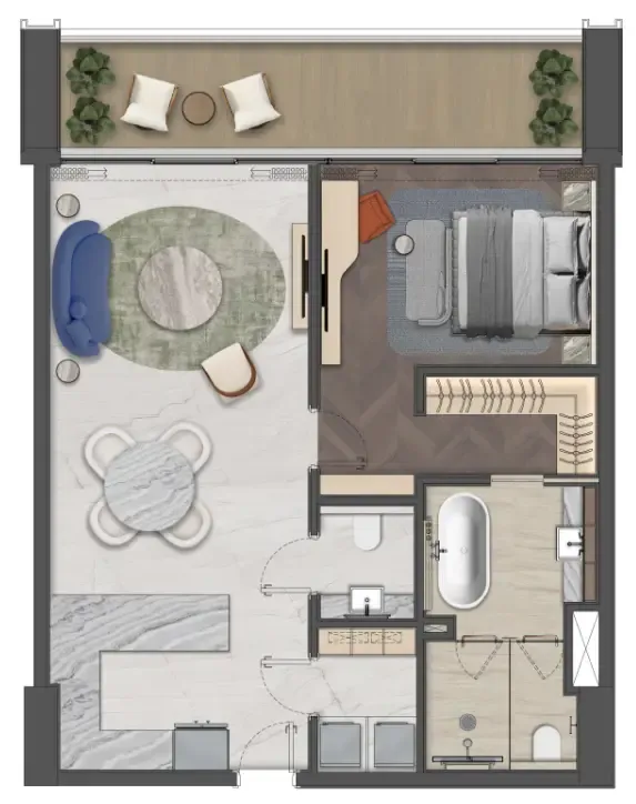 Mas Barsha Residency 1 bed floor plan, 1,022 sqft