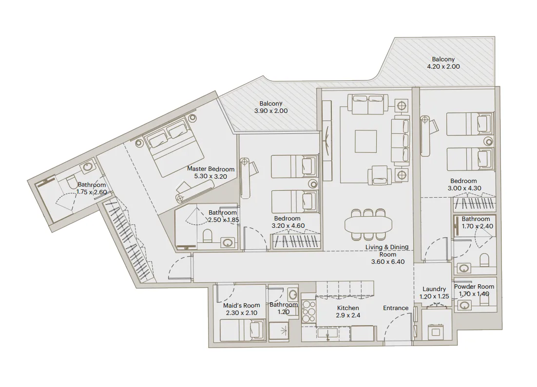 Eleve 3 bed floor plan, 1,666 sqft