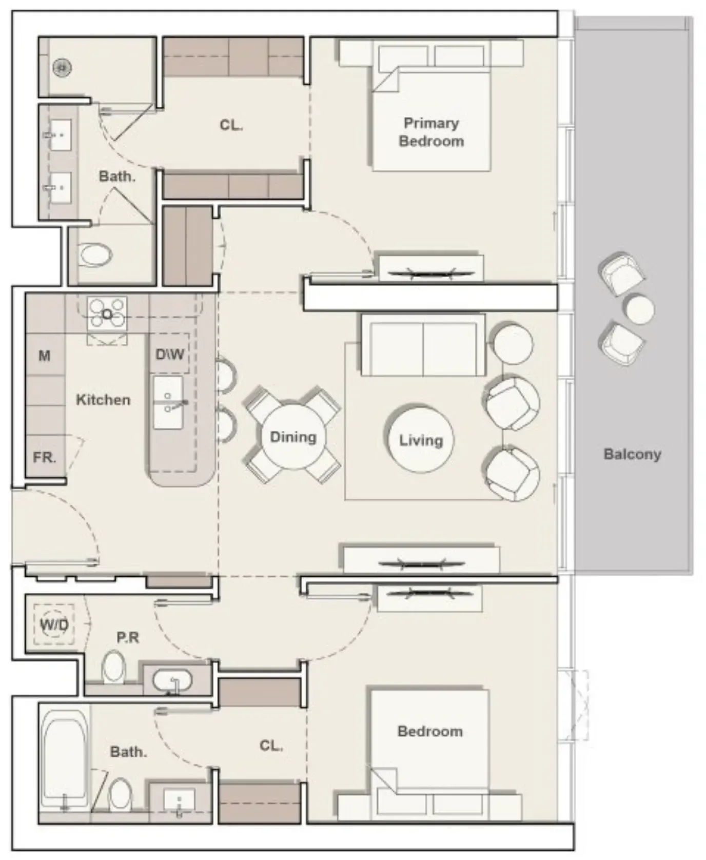 The Meriva Collection 2 bed floor plan, 1,284 sqft