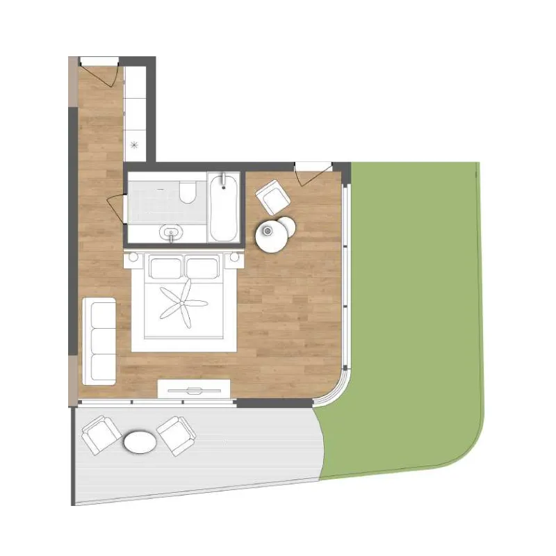 Radisson Resort Maldives 1 bed floor plan, 538 – 882 sqft