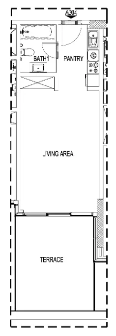 Damac Hills - Park Town Studio floor plan, 641 sqft