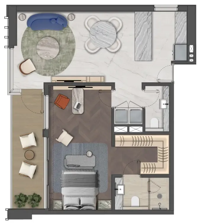 Mas Barsha Residency 1 bed floor plan, 949 sqft