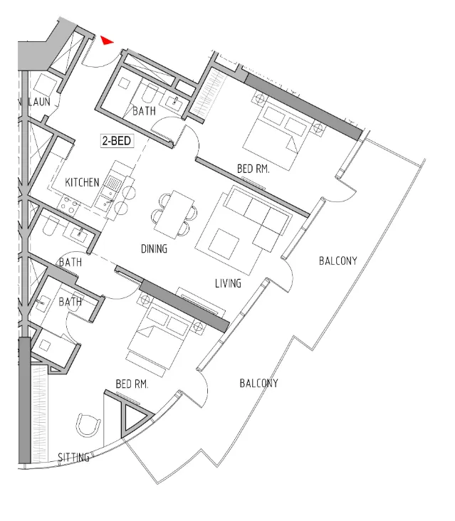 Canal Heights 2 bed floor plan, 1,479 sqft