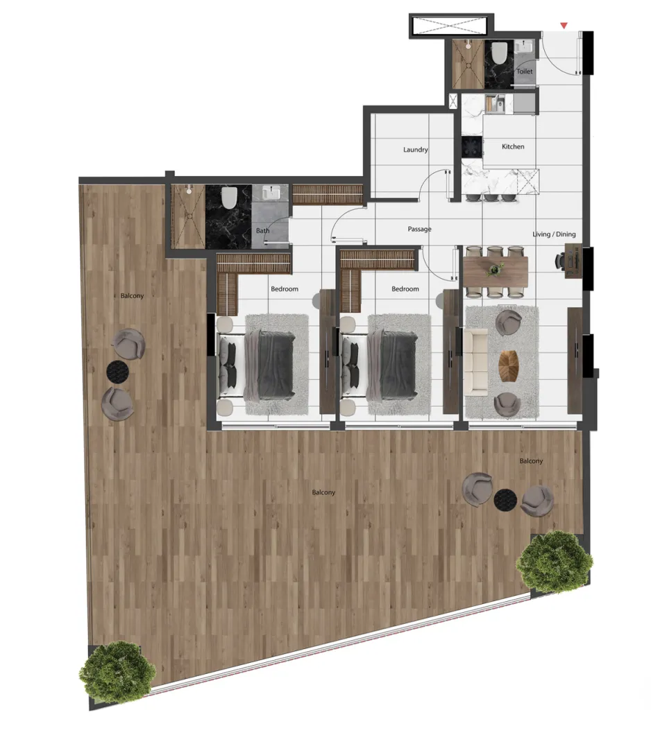 Park Lane 2 by Heilbronn 2 bed floor plan, 2,111 sqft