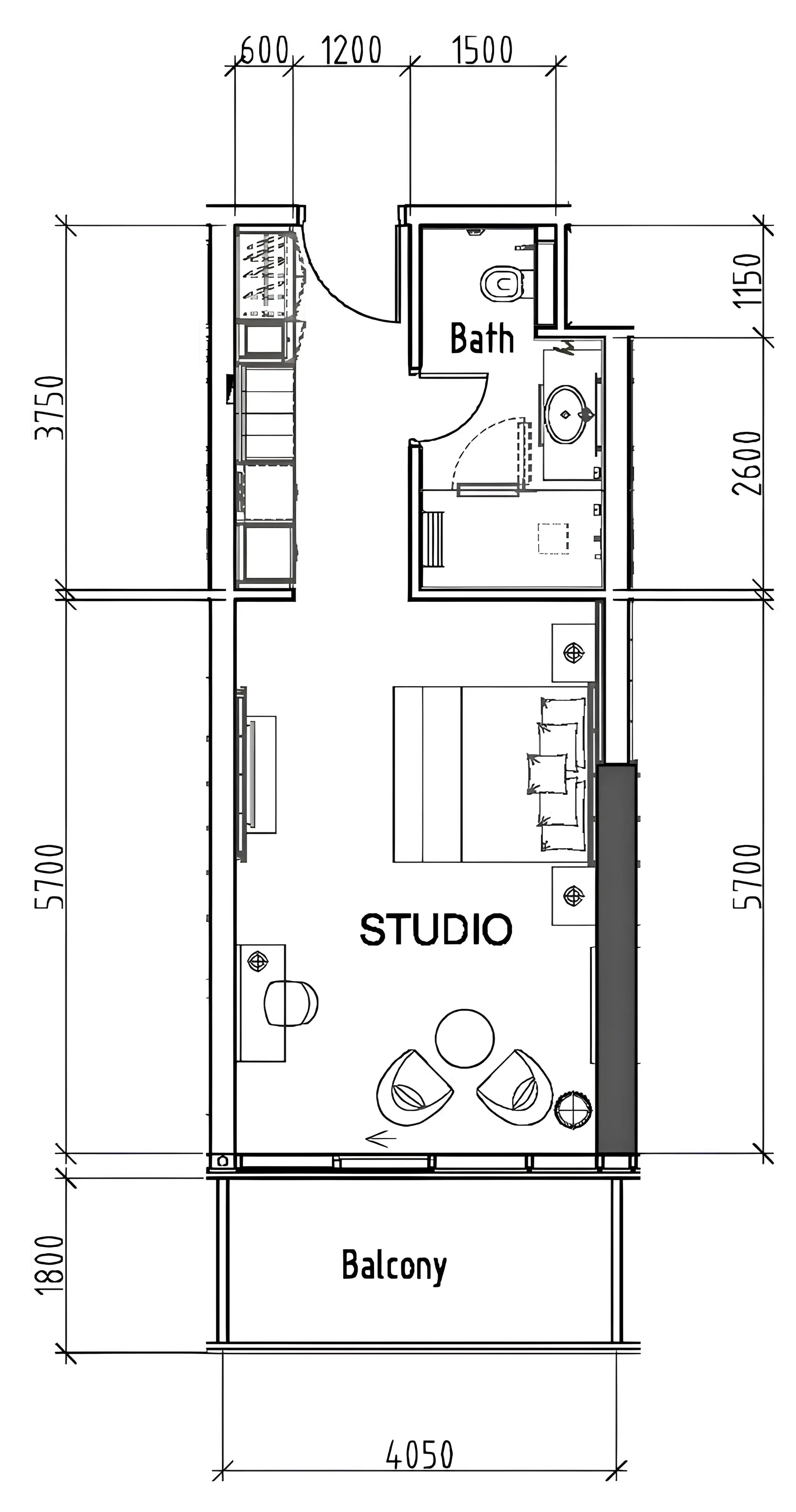Damac Hills - Artesia Studio floor plan, 500 sqft