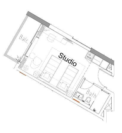 Damac Hills 2 - Hotel Edge by Rotana Studio floor plan, 356 sqft