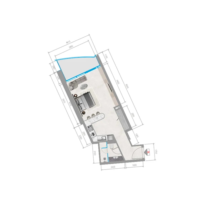 Orchid Towers Phase 1 Studio floor plan, 513 sqft