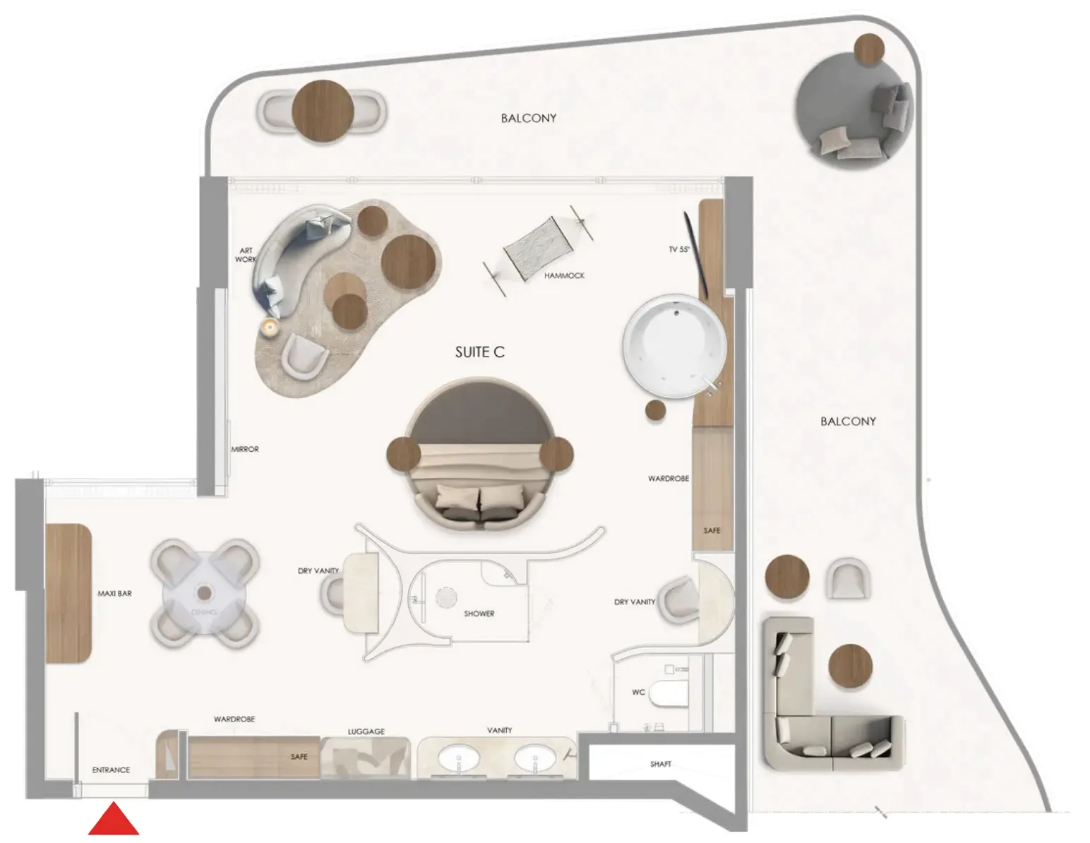 The Unexpected Al Marjan Island Hotel and Residence 1 bed floor plan, 1,393 sqft