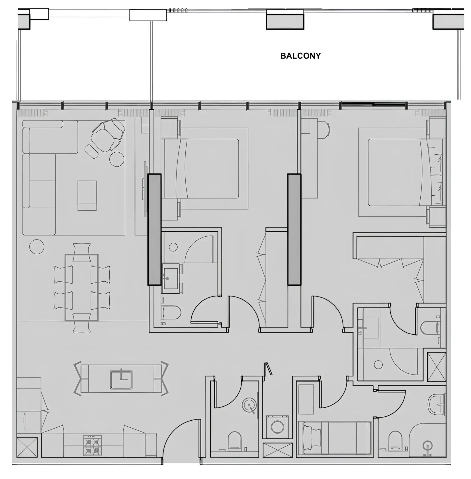 Wynwood Horizon 2 bed floor plan, 1,438 sqft