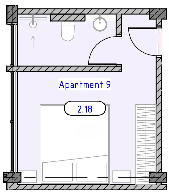 Ubud Dream 1 bed floor plan, 205 sqft