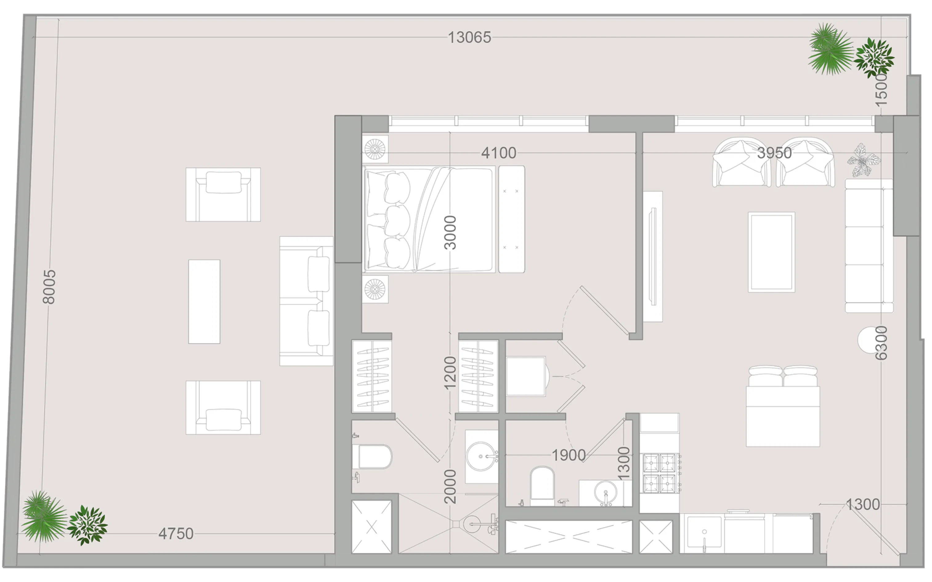 ALTA V1EW 1 bed floor plan, 1,136 sqft