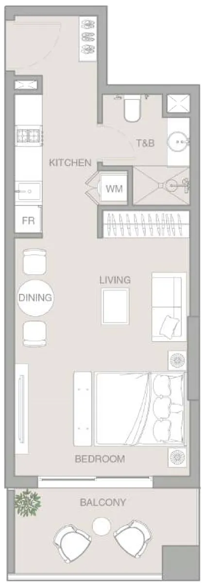 ESSENL1FE Residence Studio floor plan, 488 sqft