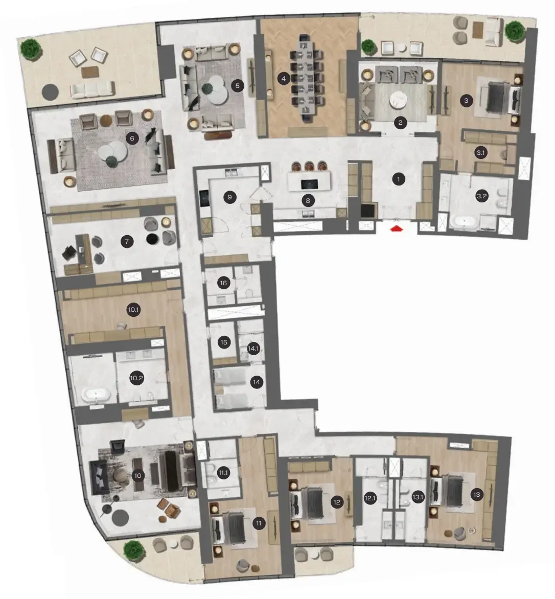 Sobha Seahaven 5 bed floor plan, 7,888 sqft