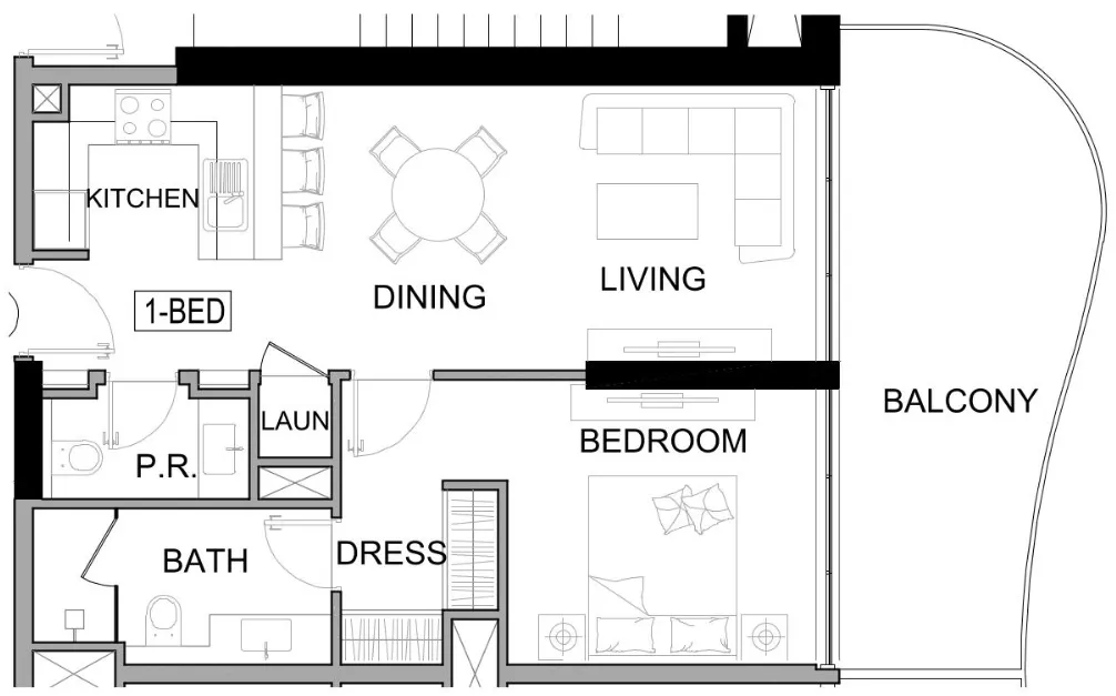 Damac Lagoons Views Phase 3 1 bed floor plan, 791 sqft