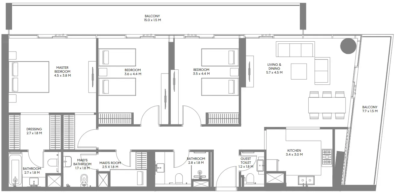 The Gate 6 3 bed floor plan, 1,920 sqft