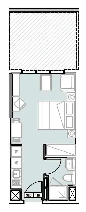 Verdana III Studio floor plan, 397 sqft