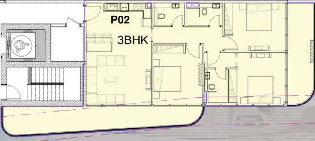 Ocean Pearl 1 and 2 3 bed floor plan, 1,559 sqft