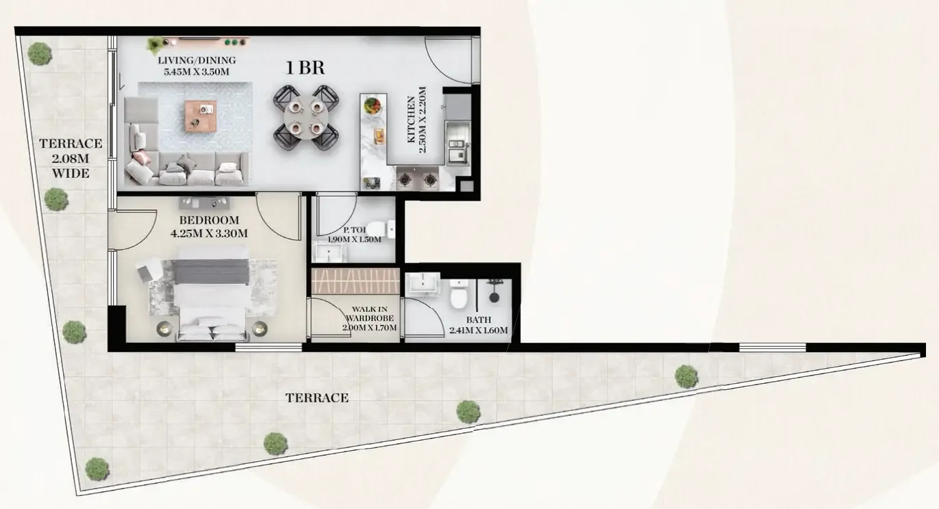 Chapter 01 by Newbury 1 bed floor plan, 1,100 sqft