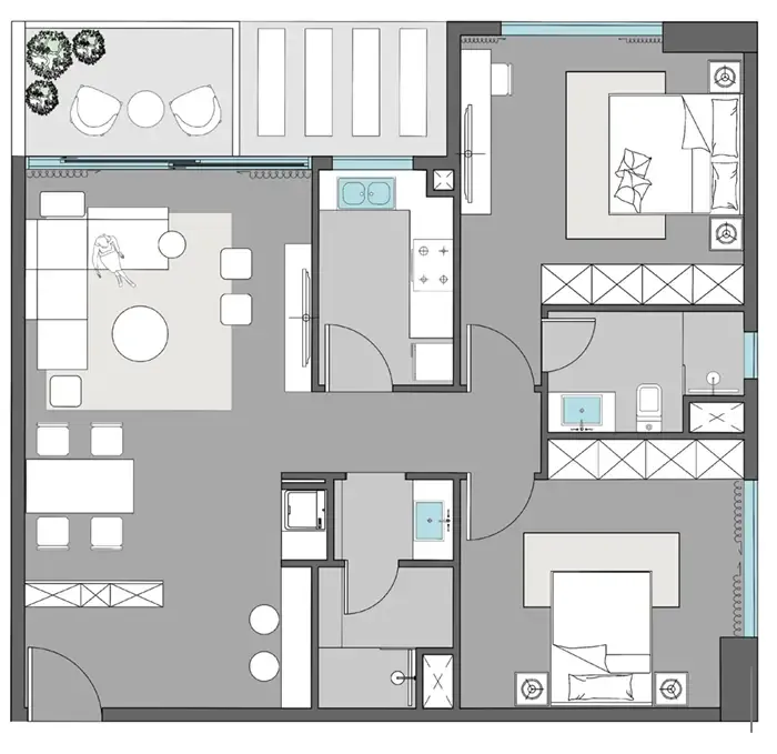 Dreamlife Residences 2 bed floor plan, 1,115 sqft